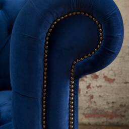 Handmade 2 Seater Navy Blue Velvet Chesterfield Sofa - thumbnail 3