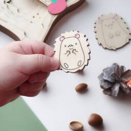 Hand Painted Wooden Hedgehog Puzzle Montessori Counting Multi-Layer Shape Educational Toy Animal Sorting - thumbnail 2