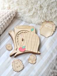 Hand Painted Wooden Hedgehog Puzzle Montessori Counting Multi-Layer Shape Educational Toy Animal Sorting - thumbnail 1