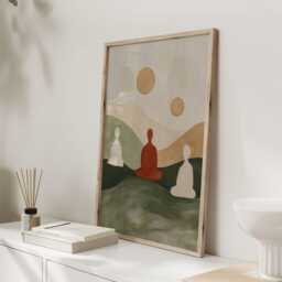 Abstract Meditation Art Print - Minimalist Boho Wall Calm Neutral Poster For Living Room Or Yoga Space - thumbnail 2