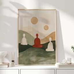 Abstract Meditation Art Print - Minimalist Boho Wall Calm Neutral Poster For Living Room Or Yoga Space - thumbnail 1