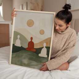 Abstract Meditation Art Print - Minimalist Boho Wall Calm Neutral Poster For Living Room Or Yoga Space - thumbnail 3