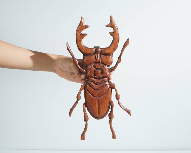 Beetle Wall Panel, Art, Insect Animal Statue, Hanging Office Decor, Wood Carving, Livingroom Best Friend Gift - image 1