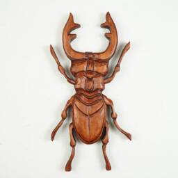 Beetle Wall Panel, Art, Insect Animal Statue, Hanging Office Decor, Wood Carving, Livingroom Best Friend Gift - thumbnail 3