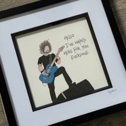 Dave Grohl Foo Fighters Hand Drawn Original Framed Artwork With Lyrics From The Song Everlong - thumbnail 3