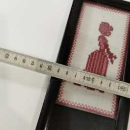 2x Lady Original Wooden Frame With Embroidery Picture Art Nouveau - thumbnail 4