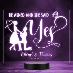 Proposal Silhouette Engagement Ring Personalised Gift Colour Change Night Light - thumbnail 1