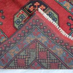 3'10x5'1 Afghan Red Akhcha Handmade New Area Rug, High Pile Rug Turkmen Bokhara Rug Livingroom Tribal Bedroom Office - thumbnail 4
