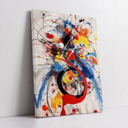 Colourful Paint Splash Abstract Oil Painting Style Wall Art, Framed Canvas Poster Print, Home Kitchen Office Room Decor, Gifts - thumbnail 2