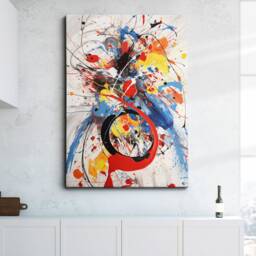 Colourful Paint Splash Abstract Oil Painting Style Wall Art, Framed Canvas Poster Print, Home Kitchen Office Room Decor, Gifts - thumbnail 1