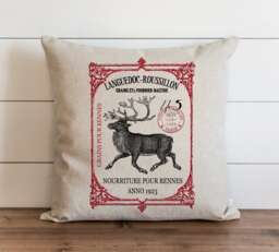 Framed Reindeer 20 X Pillow Cover // Christmas Vintage Holiday Throw Gift Accent - thumbnail 1