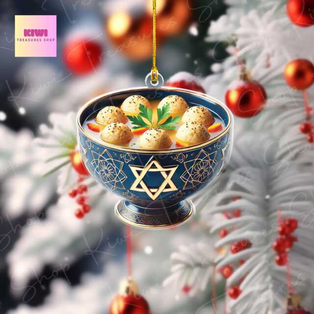 Matzo Ball Soup Ornament, Hanukkah Christmas Tree Decor - image 1