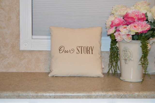 "Shabby, Romantic, Script Pillow Cover 18"" X 18" - image 1
