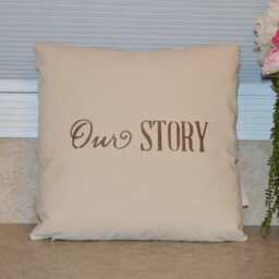 "Shabby, Romantic, Script Pillow Cover 18"" X 18" - thumbnail 2