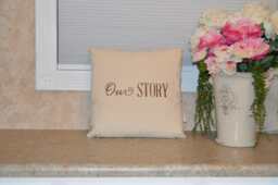 "Shabby, Romantic, Script Pillow Cover 18"" X 18" - thumbnail 1