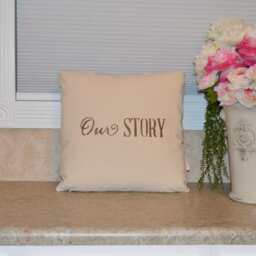 "Shabby, Romantic, Script Pillow Cover 18"" X 18" - thumbnail 3