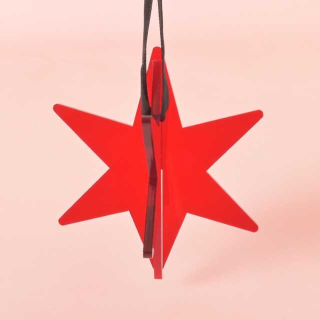 Chicago Star Ornament, Red Acrylic, Minimal Simple Christmas Decor - image 1