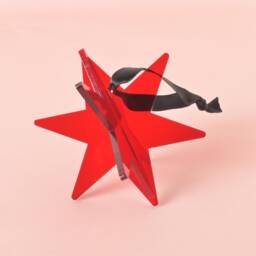 Chicago Star Ornament, Red Acrylic, Minimal Simple Christmas Decor - thumbnail 2