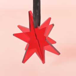 Chicago Star Ornament, Red Acrylic, Minimal Simple Christmas Decor - thumbnail 3