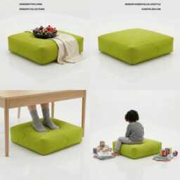 Lime Green Bean Bag Floor Cushion Square Outdoor Garden Seat - 60cm - thumbnail 3