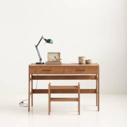 Minimalist Wooden Desk Mid-Century Modern Scandinavian Computer Desk, Desk With Drawers - thumbnail 3
