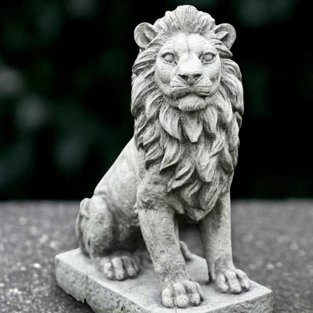 Garden Lion Statue Concrete Guardian Sculpture Stone Animal Decoration Sitting Ornament Handmade Figurine Lion Lover Gift - image 1