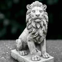 Garden Lion Statue Concrete Guardian Sculpture Stone Animal Decoration Sitting Ornament Handmade Figurine Lion Lover Gift - thumbnail 1