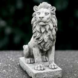 Garden Lion Statue Concrete Guardian Sculpture Stone Animal Decoration Sitting Ornament Handmade Figurine Lion Lover Gift - thumbnail 3