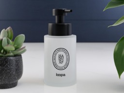 250Ml Frosted Glass Hand Soap Dispenser With Black Oval Label, Refillable Bottle Stainless Pump For Bathroom Or Kitchen Sink - thumbnail 1
