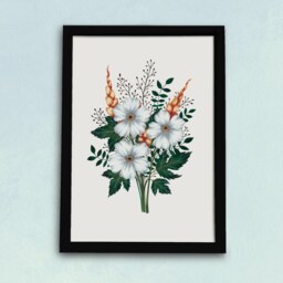 White Floral Bouquet Art Print - Modern Flower Poster Simple Elegant Watercolour Illustration Gift For Gardeners A5, A4 Or A3 - thumbnail 2