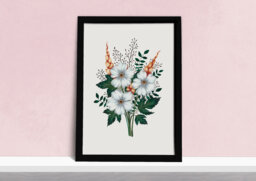 White Floral Bouquet Art Print - Modern Flower Poster Simple Elegant Watercolour Illustration Gift For Gardeners A5, A4 Or A3 - thumbnail 1