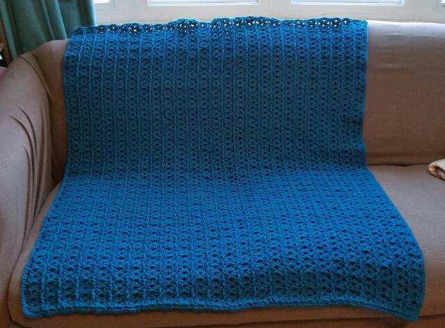 Teal Textured Shell Crocheted Lap Throw - Ready To Ship - image 1