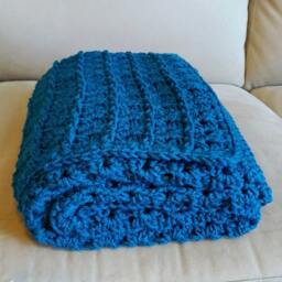 Teal Textured Shell Crocheted Lap Throw - Ready To Ship - thumbnail 3