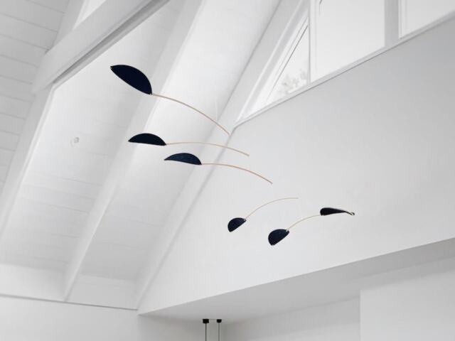 Large Kinetic Mobile Black Scandi Hanging Decor, Mid Century Modern Art - image 1