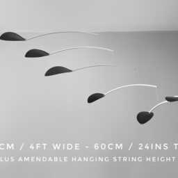 Large Kinetic Mobile Black Scandi Hanging Decor, Mid Century Modern Art - thumbnail 3