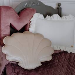 "Velvet Shell Pillow ""Apricot Pearl" - thumbnail 2