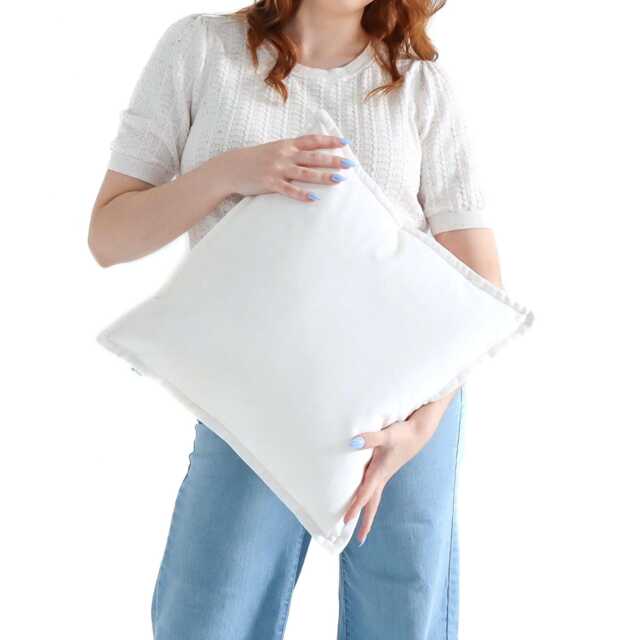 Daisy White Velvet Cushion Cover With Flange Edging - image 1