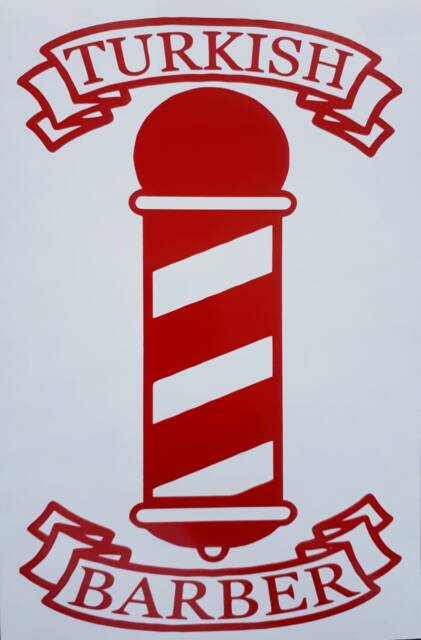 Turkish Barbers Shop Barber Pole Wall Art Decal Window Vinyl Graphic Sticker Salon Decor Door Advertising Sign Mens
