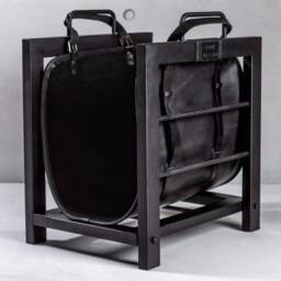 Firewood Stand Indoors Woodburner Furniture Storage Log Rack With Leather Log Carrier Holder Housewarming Gift - thumbnail 3