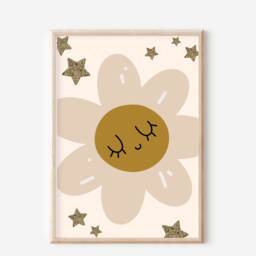 Pretty Daisy Print With Glitter Effect Stars. Multiple Colour Options. Perfect For A Girls Room, Playroom Or Nursery - Print Only - thumbnail 3