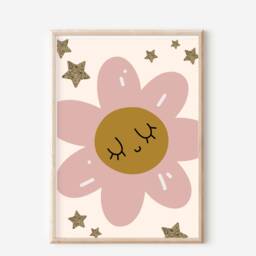 Pretty Daisy Print With Glitter Effect Stars. Multiple Colour Options. Perfect For A Girls Room, Playroom Or Nursery - Print Only - thumbnail 2