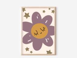 Pretty Daisy Print With Glitter Effect Stars. Multiple Colour Options. Perfect For A Girls Room, Playroom Or Nursery - Print Only - thumbnail 1