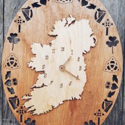 "Ireland Map Wooden Clock - Celtic Irish Wall Decor - 11.8""x15.7" - thumbnail 2