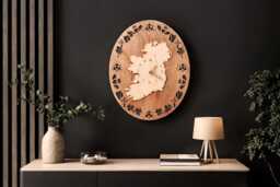 "Ireland Map Wooden Clock - Celtic Irish Wall Decor - 11.8""x15.7" - thumbnail 1