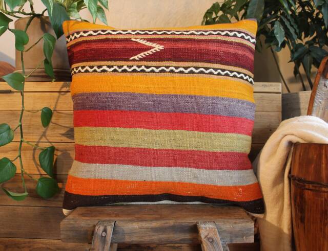 50cm - 20In Vintage Kilim Pillow Cover Handwoven - Large Medium Square Cushion Sofa - image 1