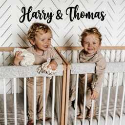 Twins Or Siblings Custom Separate Name Sign, & Bedroom, Nursery Playroom Wall Decor, Colours, 80cm Swirly Font - thumbnail 2