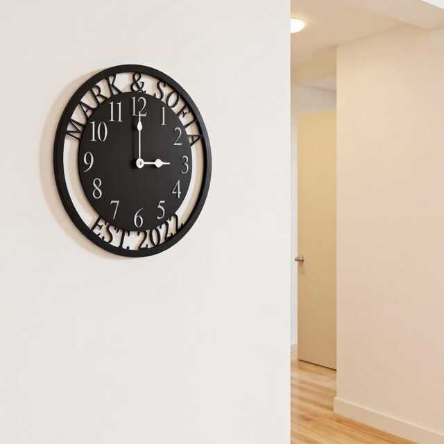 Custom Metal Wall Clock, Personalized Couple Clock Gift, Round Modern Anniversary Home Gift - image 1