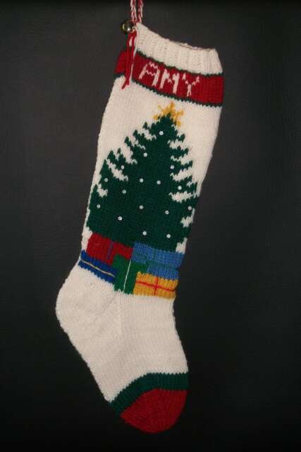 PDF Pattern Only Hand Knitted Christmas Tree Stocking - image 1