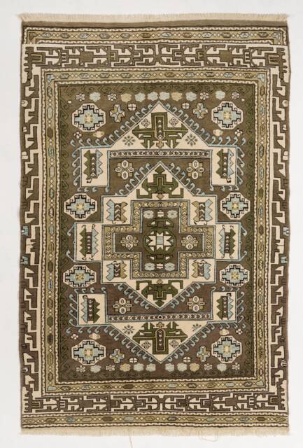 "Handmade Brown Turkish Wool Rug Traditional Anatolian Design - 5'5"" X 8'5" - image 1