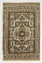 "Handmade Brown Turkish Wool Rug Traditional Anatolian Design - 5'5"" X 8'5"